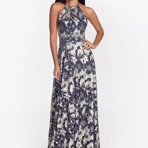 Betsy & Adam - NWT! Metallic Floral Gown. Size 8